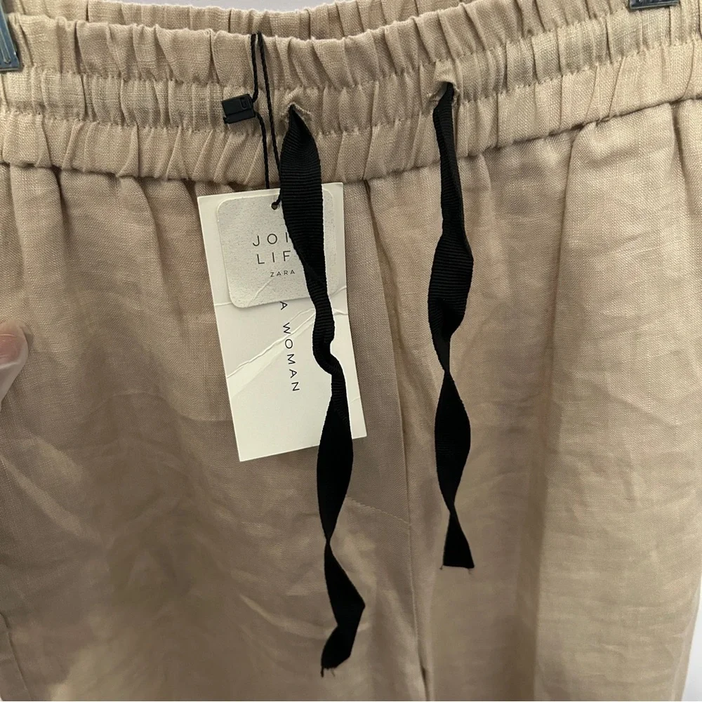 NWT Zara Woman 100% Linen Boho Lagenlook Wide Leg Trousers Size XS - “Karol”